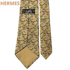 美品✨HERMES エルメス ネクタイ シルク100% サルワニ　オレンジ系