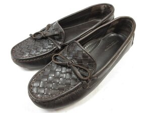 【ボッテガヴェネタ BOTTEGA VENETA】 イントレチャートレザー ドライビングシューズ スリッポン 靴 (レディース) size35 茶 □30LZ4767□