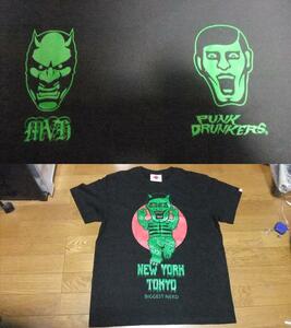 未使用 パンクドランカーズ punkdrunkers コラボ フィギュア Tシャツ XL 黒 悪魔 Mutant Vinyl Hardcore 人形 トイ toy 鬼 怪獣