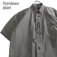 【雰囲気抜群】Tyrolean shirt 半袖チロリアンシャツ カーキグリーン