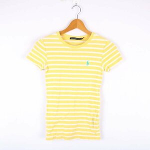 ラルフローレンスポーツ Tシャツ 半袖 ボーダー 綿100％ トップス レディース XSサイズ イエロー RALPH LAUREN SPORT