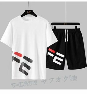 ☆新品メンズトレーナースポーツウエアセットアップスウェット上下セットジャージTシャツハーフパンツショートパンツ