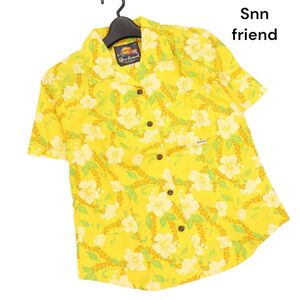 Sun friend サンフレンド 春夏 ハイビスカス柄♪ 半袖 かりゆしウェア アロハ シャツ Sz.S　レディース 日本製 沖縄　K4T01082_7#A