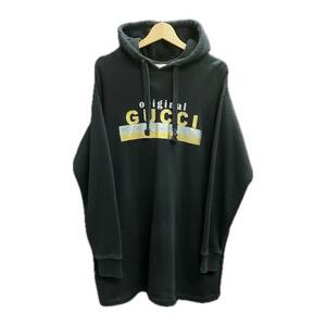 Original GUCCI プリント フーデッド ドレス グッチ スウェット プルオーバー パーカー サイズM 610127 XJCR1 レディース ブラック 黒