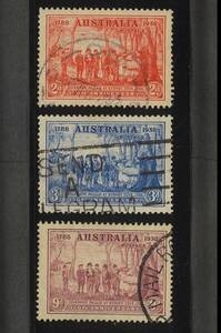 外国切手　AUSTRALIA 1937年 ニュー・サウス・ウェールズ　150年3種 (163-5)　使用済　