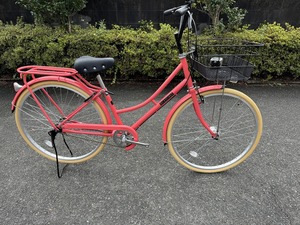 敷島自転車　ルーシャス　26型シングル　桃系　展示現品　未使用車　長期保管品　オートライト