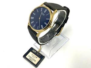 営0606−148 9148 【1円スタート】 未使用品 デッドストック SEIKO 43-0091 シャリオ ゴールド ブルー クオーツ 腕時計 メンズ