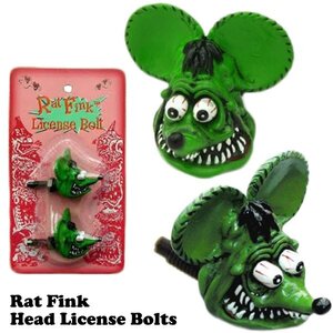 ◆送料無料◆【Rat Fink・ラットフィンク】※《ヘッド ライセンスボルト ２個入り ／ グリーン》　RAF264GR　MOONEYES　ムーンアイズ