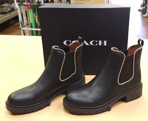 新品未使用 コーチ COACH LEVY/レヴィ ブーティ ブーツ スタッズ LEVY LTHR BOOTIE サイドゴアブーツ ブラック/黒