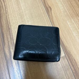 【G9】COACH コーチ レザー ブラック 二つ折り財布 財布 ジャンク品