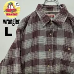 usa古着 wrangler ネルシャツ　L　ワインレッド ベージュ　チェック