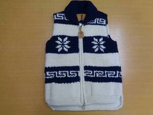 半額以下！ 定価 ¥42,000 CANADIAN SWEATER カナディアンセーター フロントＺＩＰカウチンベストウール　:OFFｘNAVY Size: 34