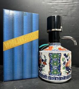 未使用美品 ROYAL DECANTER ロイヤルデキャンタ 2.1L 陶器製 エアーポット 伊万里焼風/花草図色絵 化粧箱付き ディスペンサー/昭和レトロ