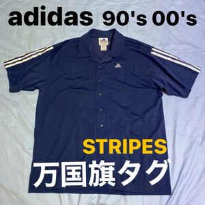 adidas STRIPES ポロシャツ 半袖シャツ ヴィンテージ 万国旗タグ ゴルフ ダンス ストリート アメカジ XL