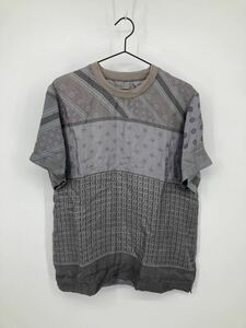 送料198円～ 美品 BRU NA BOINNE シルク 総柄 Tシャツ L ブルーナボイン トップス インナー シャツ アメカジ 絹