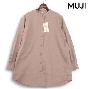 【新品 未使用】 MUJI 無印良品 秋冬 ウール混♪ 長袖 バンドカラー チュニック シャツ Sz.M レディース　K4T01974_B#B