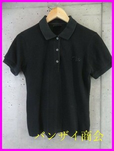 【送料300円可】3170s8◆ラインストーン装飾◆日本製◆LACOSTE ラコステ 半袖ポロシャツ 44/ブラック黒/ジャケット/レディース/女性