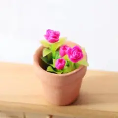 【✨新品未使用✨】ミニチュアサイズ ドールハウス 植物 鉢植え 花 ピンク 装飾