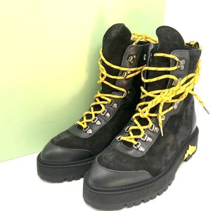 OffWhite ハイキングブーツ ビブラム ヒールタブ HIKINGBOOTS vibram 41 0MIA121E19D680021000 41 ブラック オフホワイト 服飾雑貨 B9061◆