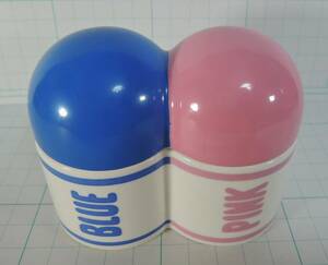 W10■YOUNG　KOKUYO　ヤングコクヨ　クレヨンロード　陶器製容器　青・桃■未使用