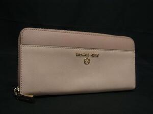 MICHAEL KORS マイケルコース レザー ラウンドファスナー 長財布 ウォレット 小銭入れ 札入れ レディース ピンクベージュ系 DG9590