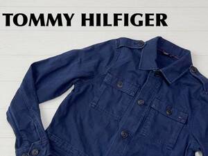 ☆送料無料☆ TOMMY HILFIGER トミーヒルフィガー 古着 ジャケット カバーオール メンズ XS ネイビー アウター 中古 即決