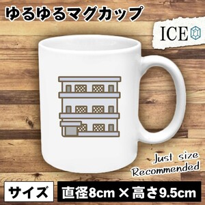 マンション グレー おもしろ マグカップ コップ 陶器 可愛い かわいい 白 シンプル かわいい カッコイイ シュール 面白い ジョーク ゆるい