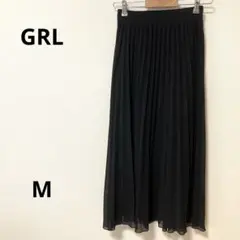 GRL シフォンプリーツロングスカート　ウエストゴム　M ブラック