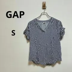 GAP　ギャップ　ブラウス　半袖　ストライプ　Vネック　定番　ヴィンテージ