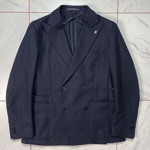 TAGLIATORE 秋冬 カシミヤ混 ウール ダブルジャケット ハットピン ピーグドラペル カジュアル NAVY ネイビー 紺 48 L相当 タリアトーレ