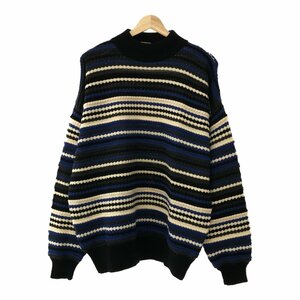 GIANNI VERSACE ジャンニ ヴェルサーチ 【men248D】 ニットセーター Knit イタリア製 メンズ トップス 54 ブルー ブラック 長袖 HC