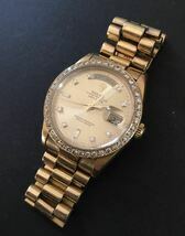 ロレックス ROLEX ★ デイデイト 18238 金無垢 18金 ダイヤモンド 自動巻 約133g DAY DATE メンズ 腕時計 動作良好 正規品 18K 金 K18