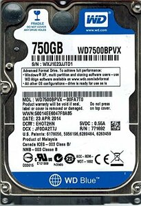 【中古】Western Digital wd7500bpvx-00fa7t0?750?GB DCM : ehot2hn