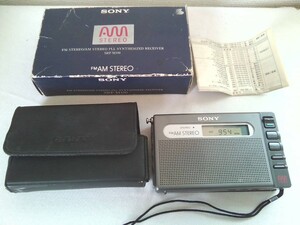 外観美品★SONY FM/AMステレオ ラジオ SRF-M100 　ケース・元箱付き★音出ない！ジャンク