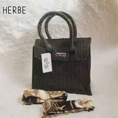 タグ付✨ HERBE エルベ カゴバーキン　黒×ゴールド