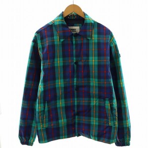 トミー TOMMY JEANS ジャケット チェック柄 ロゴ S 青 ブルー 緑 グリーン /AN32 ■BM メンズ