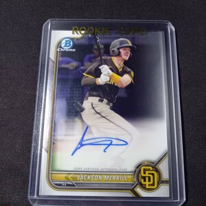 【直筆サイン】ジャクソン・メリル　On Card Auto 2022 Bowman chrome Jackson Merrill Padres 新人王候補