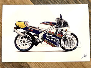 HONDA NSR250R SP MC28 バイクイラスト ハガキサイズ プリント No.1