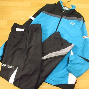 ◎使用少！L 上下セット！浦和学院 YONEX ヨネックス ダブルヒート◆厚手 裏起毛 ウィンドブレーカー 防寒 秋冬！◆メンズ 水色x黒◆BA1287