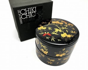 □【HANAE MORI】ハナエモリ CHIKI CHIC しっきシック 丸二段重　和食器　中古品 □