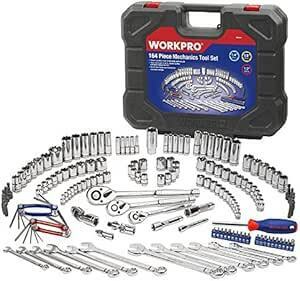 WORKPRO ソケットレンチセット インチ工具セット ハーレー ラチェットレンチ 自動車 バイク 整備 メンテナンス 164点組