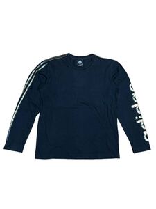 アディダス adidas ロンT 長袖Tシャツ ブラック 古着 コットン Mサイズ ム496