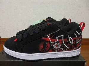 即決☆レア！限定！♪新品未使用 DC SHOES ＤＣシューズ スニーカー COURT GRAFFIK 25.5cm ブラック レッド