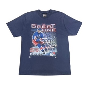 【L】USA 古着 PROPLAYER WAYNE GRETZKY NHL Tシャツ 半袖 クルーネック ネイビー