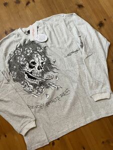 ★ ED HARDY エドハーディ　プリントロンT 長袖　ドクロ　長袖　アイボリー　M 新品