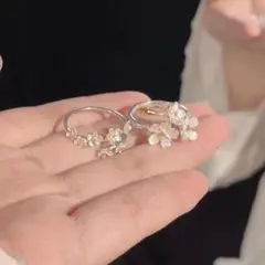 ♥特別価格♥️リング　セット　アクセサリー　シルバー　花柄　レディース　フリー