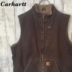 【貴重】カーハート　Carhartt ダックベスト　ボア裏地　ダークブラウン