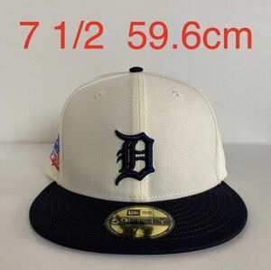 新品 New Era ツバ裏グレー Tigers 2Tone Off White Navy Cap 7 1/2 59.6cm ニューエラ タイガース 2トーン ホワイト ネイビー キャップ