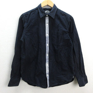 z■ビームス/BEAMS JAPANESEFABRIC オックスフォード長袖シャツ【M】紺/men