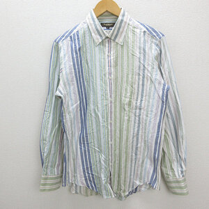 ◇ ポールスチュアート/Paul Stuart マルチストライプ柄 長袖シャツ【L】/白/MENS/15【中古】■